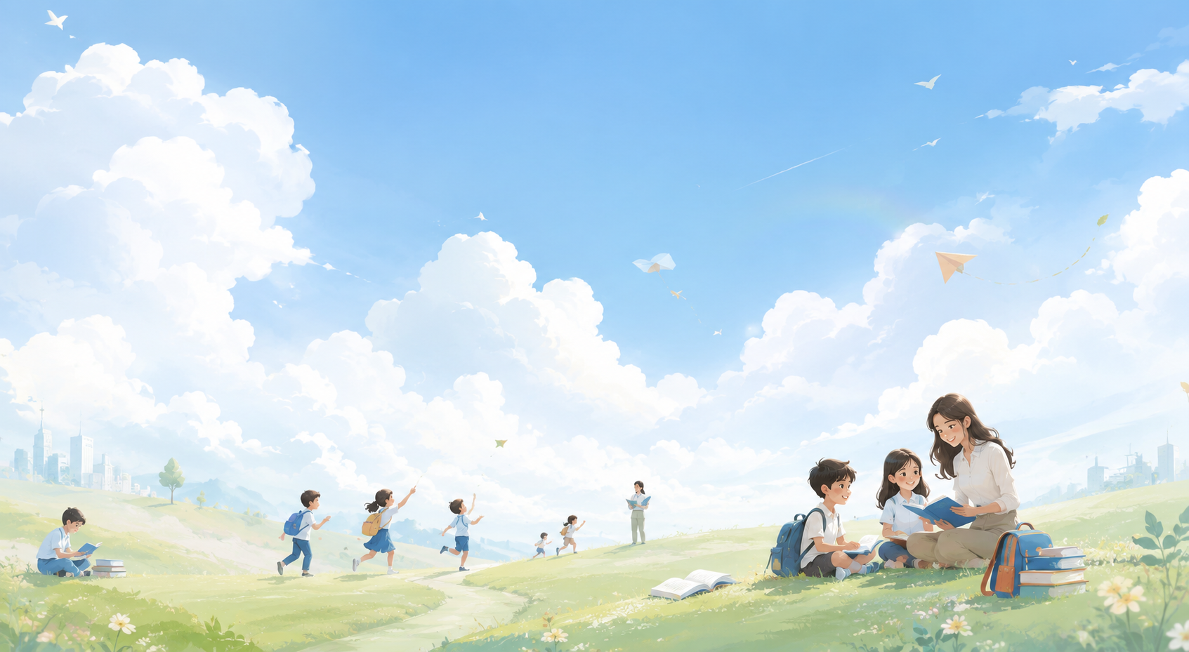 Children learning outdoors backdrop